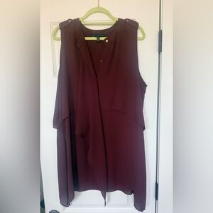 White House Black Market Burgundy Sleeveless Blouse